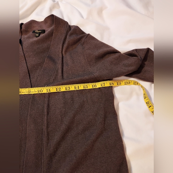 Cupio Chocolate Brown Long Line Open Cardigan #minimalist #cashmere - Picture 5 of 6